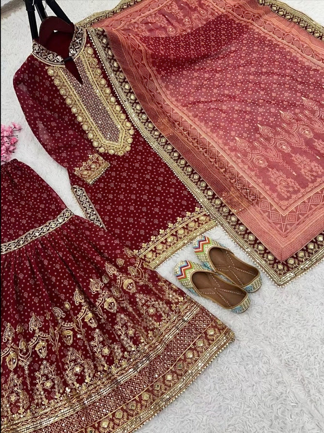 Burgundy Traditional Sharara