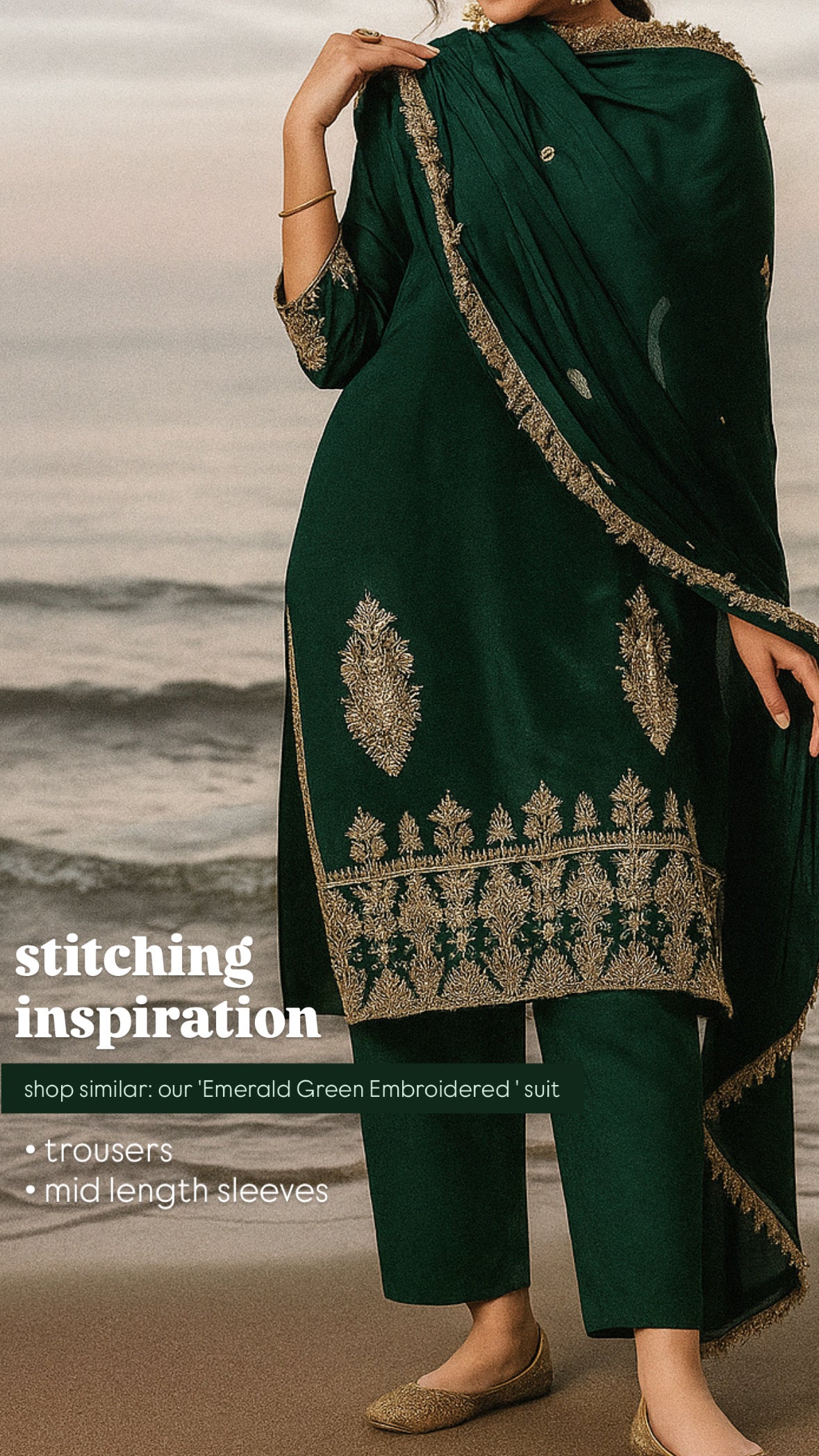 Emerald Green Embroidered
