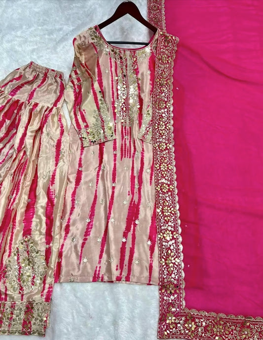 Pink Embroidered Salvaar Suit