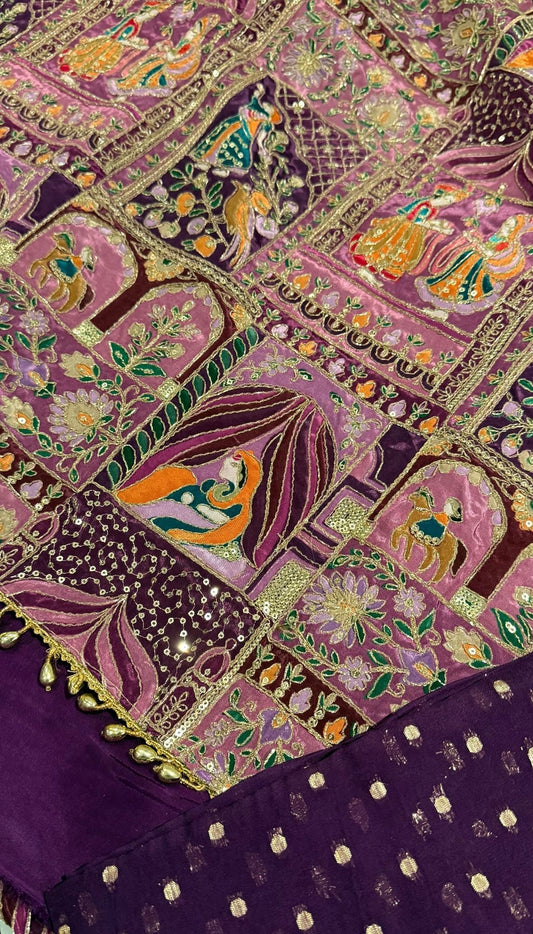 Raja Rani Unstitched Suit - Purple