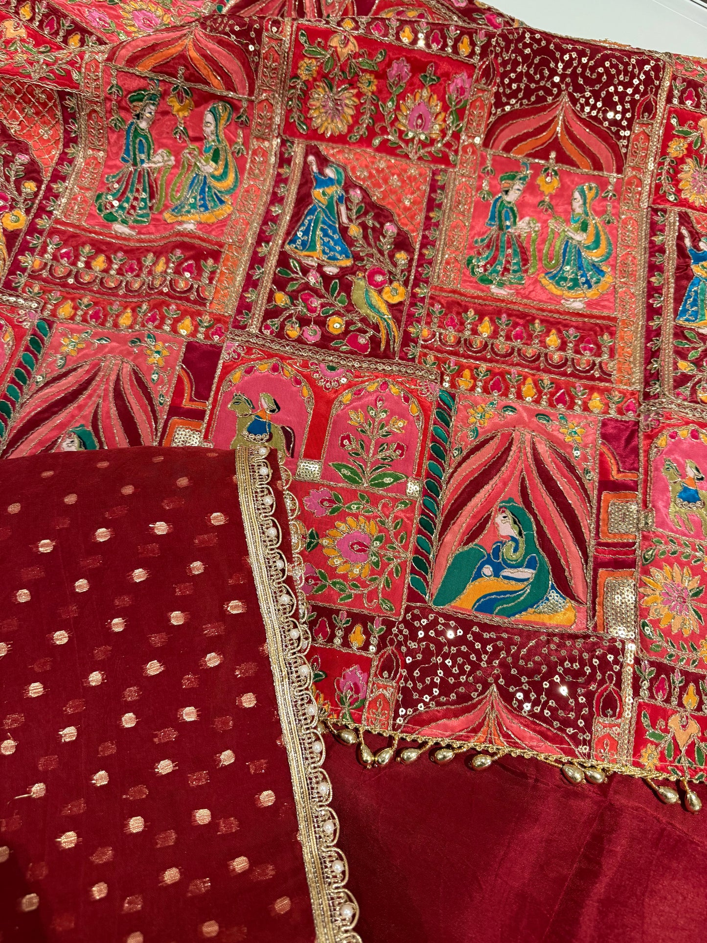 Raja Rani Unstitched Suit - Maroon