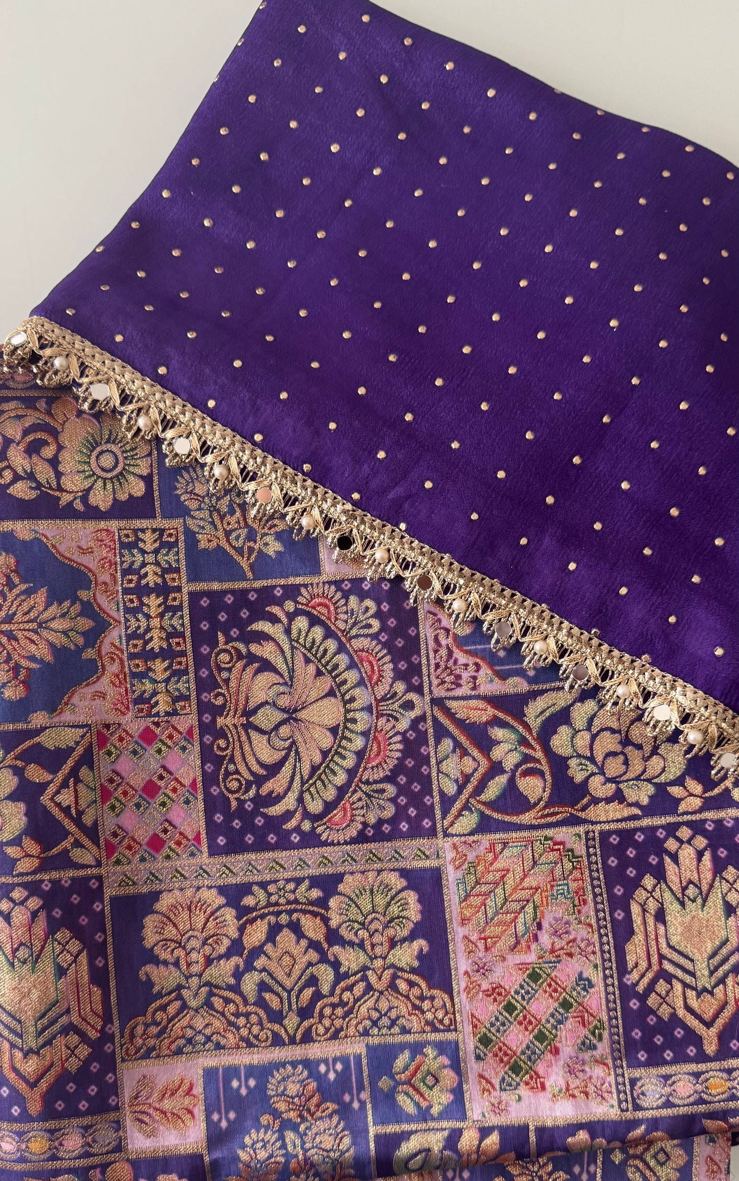 Brocade Unstitched Suit - Purple