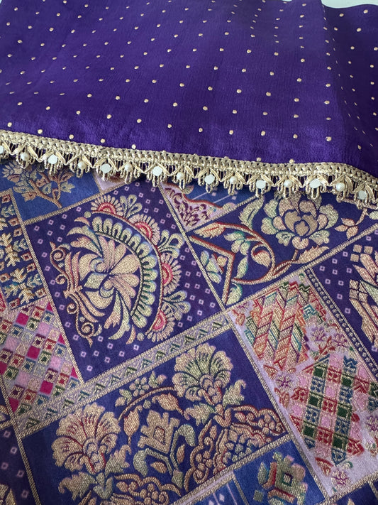 Brocade Unstitched Suit - Purple