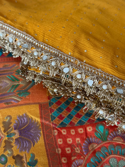 Brocade Unstitched Suit - Yellow