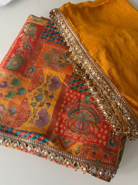 Brocade Unstitched Suit - Yellow