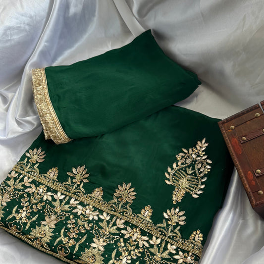Emerald Green Embroidered