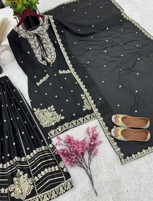 Black Embroidered Sharara