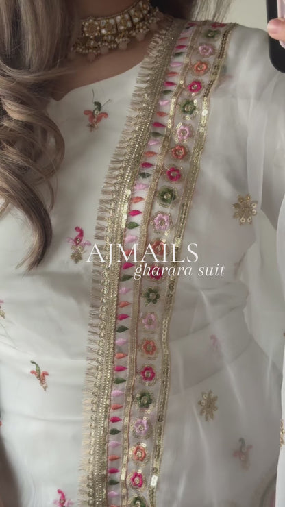 Floral Threadwork Gharara